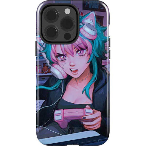 Anime Catgirl Gamer Nerd by Ivy Dolamore iPhone 15 Pro Impact Case