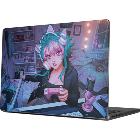 Anime Catgirl Gamer Nerd by Ivy Dolamore Apple MacBook Pro 14-inch Skin