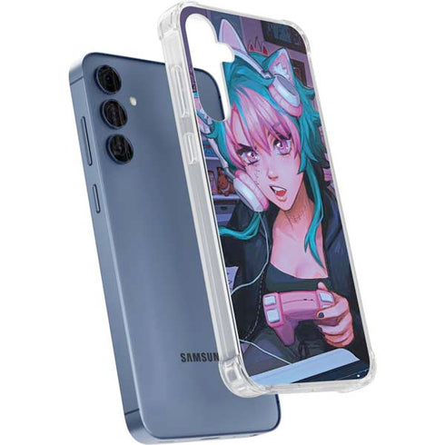 Anime Catgirl Gamer Nerd by Ivy Dolamore Galaxy A55 5G Clear Case