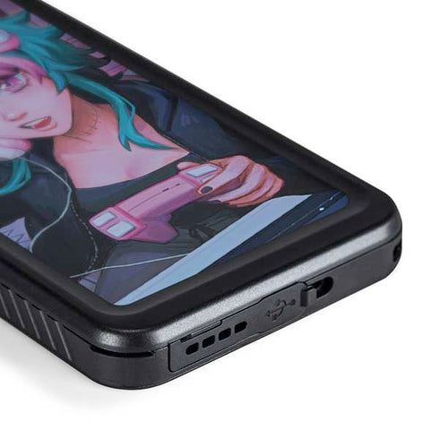 Anime Catgirl Gamer Nerd by Ivy Dolamore Galaxy S24 Plus Waterproof Case