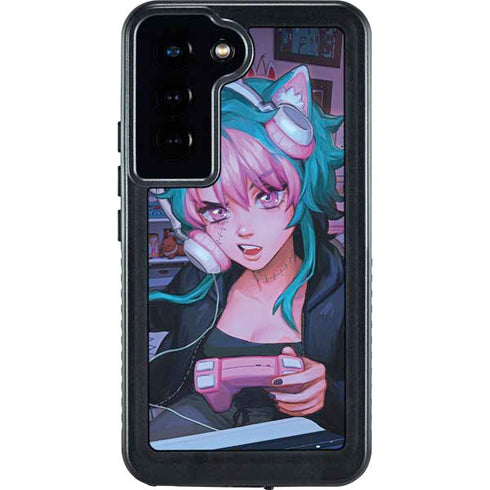 Anime Catgirl Gamer Nerd by Ivy Dolamore Galaxy S24 Waterproof Case