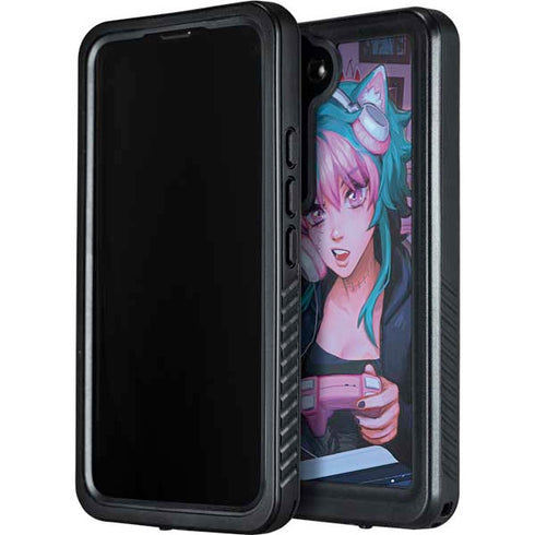 Anime Catgirl Gamer Nerd by Ivy Dolamore Galaxy S24 Waterproof Case