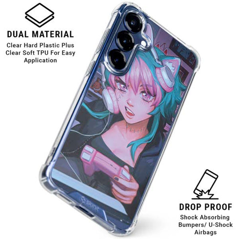 Anime Catgirl Gamer Nerd by Ivy Dolamore Galaxy S25 Clear Case