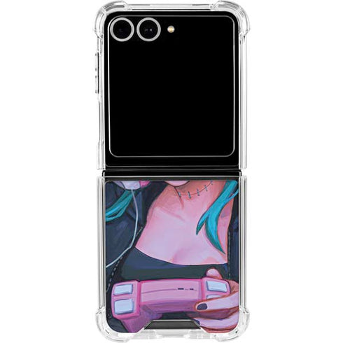 Anime Catgirl Gamer Nerd by Ivy Dolamore Galaxy Z Flip7 Clear Case