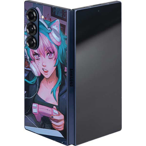 Anime Catgirl Gamer Nerd by Ivy Dolamore Galaxy Z Fold6 Skin