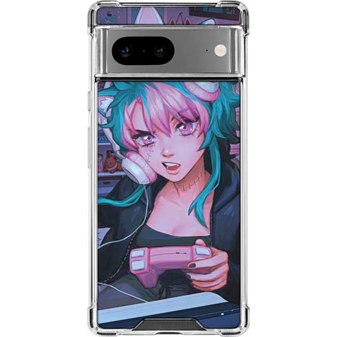 Anime Catgirl Gamer Nerd by Ivy Dolamore Google Pixel 8a Clear Case