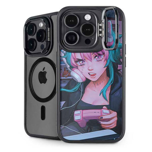 Anime Catgirl Gamer Nerd by Ivy Dolamore iPhone 14 Pro Kickstand Case