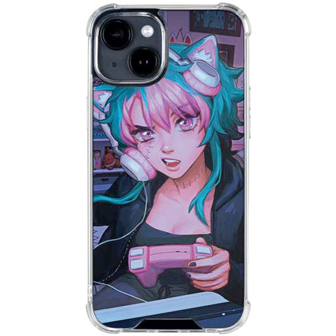 Anime Catgirl Gamer Nerd by Ivy Dolamore iPhone 15 Clear Case