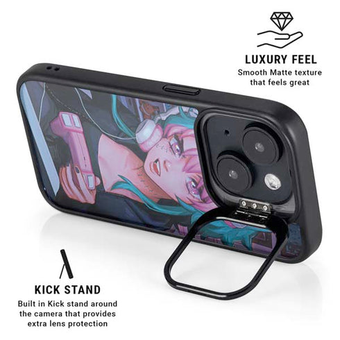 Anime Catgirl Gamer Nerd by Ivy Dolamore iPhone 15 Plus Kickstand Case