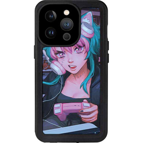 Anime Catgirl Gamer Nerd by Ivy Dolamore iPhone 15 Pro Waterproof Case