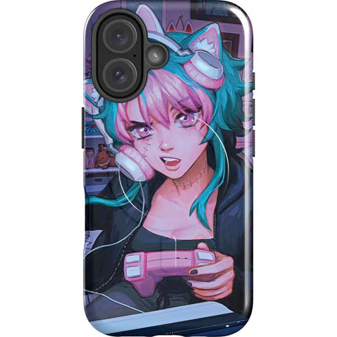 Anime Catgirl Gamer Nerd by Ivy Dolamore iPhone 16 Magsafe Impact Case