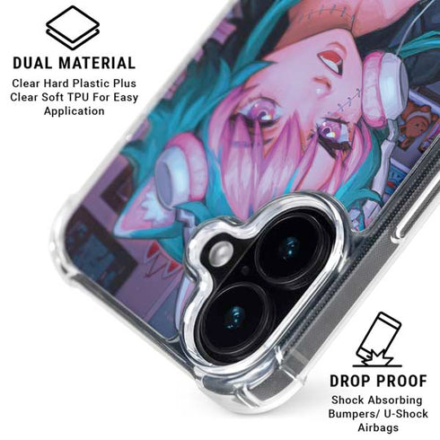 Anime Catgirl Gamer Nerd by Ivy Dolamore iPhone 16 Plus Clear Case
