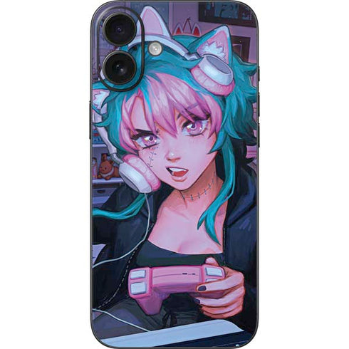 Anime Catgirl Gamer Nerd by Ivy Dolamore iPhone 16 Plus Skin
