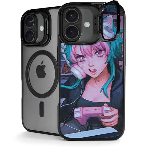 Anime Catgirl Gamer Nerd by Ivy Dolamore iPhone 17 Kickstand Case