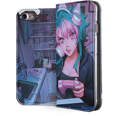 Anime Catgirl Gamer Nerd by Ivy Dolamore iPhone 7 Folio Case