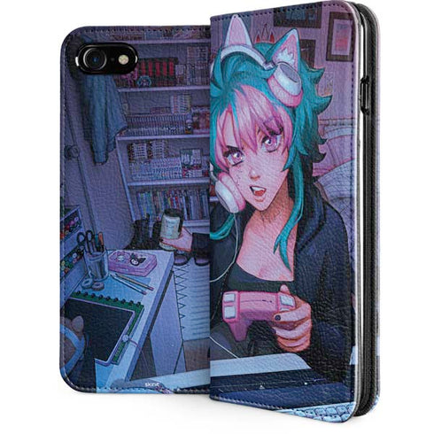 Anime Catgirl Gamer Nerd by Ivy Dolamore iPhone SE (2nd & 3rd Gen) Folio Case