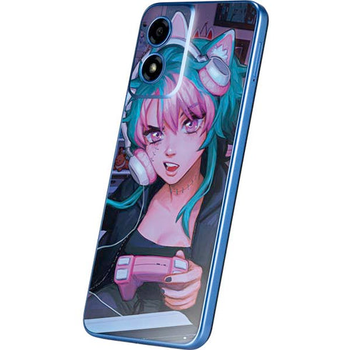 Anime Catgirl Gamer Nerd by Ivy Dolamore Moto G Play 4G (2024) Skin