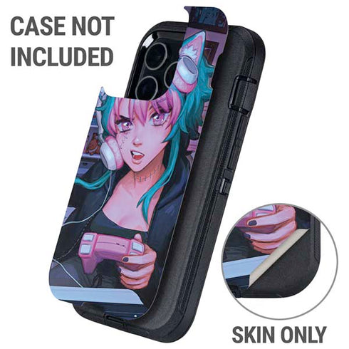 Anime Catgirl Gamer Nerd by Ivy Dolamore Otterbox Defender iPhone Skin