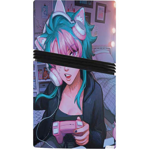 Anime Catgirl Gamer Nerd by Ivy Dolamore PS5 Pro Console Skin