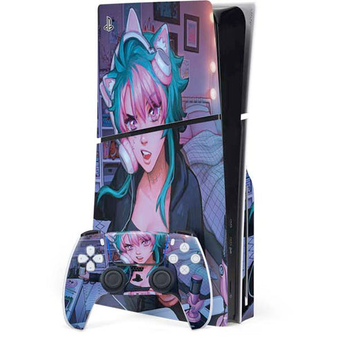 Anime Catgirl Gamer Nerd by Ivy Dolamore PlayStation PS5 Skins