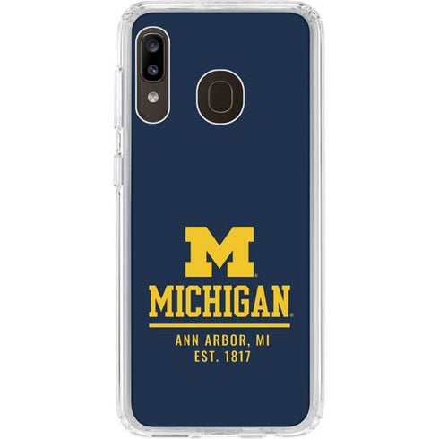 University of Michigan Ann Arbor Est 1817 Galaxy A20 Clear Case