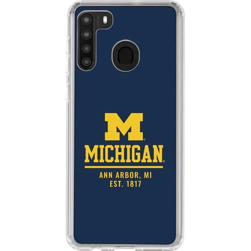 University of Michigan Ann Arbor Est 1817 Galaxy A21 Clear Case