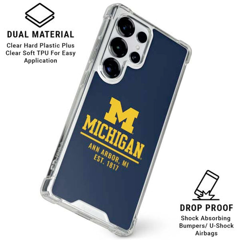 University of Michigan Ann Arbor Est 1817 Galaxy S25 Ultra Clear Case