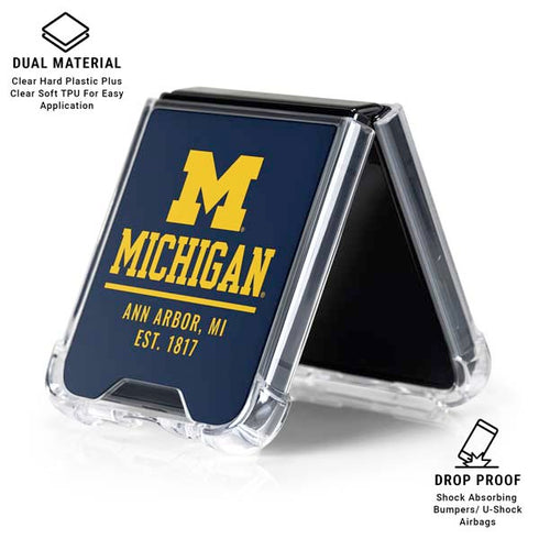 University of Michigan Ann Arbor Est 1817 Galaxy Z Flip6 Clear Case