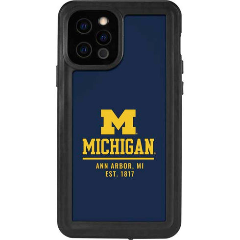 University of Michigan Ann Arbor Est 1817 iPhone 12 Pro Waterproof Case