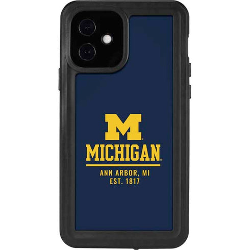 University of Michigan Ann Arbor Est 1817 iPhone 12 Waterproof Case