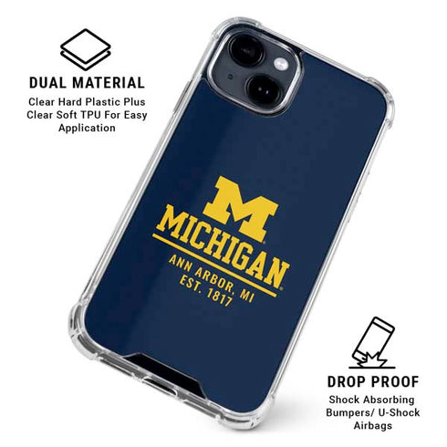 University of Michigan Ann Arbor Est 1817 iPhone 14 Plus Clear Case