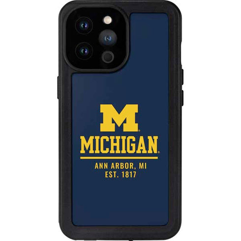 University of Michigan Ann Arbor Est 1817 iPhone 14 Pro Max Waterproof Case