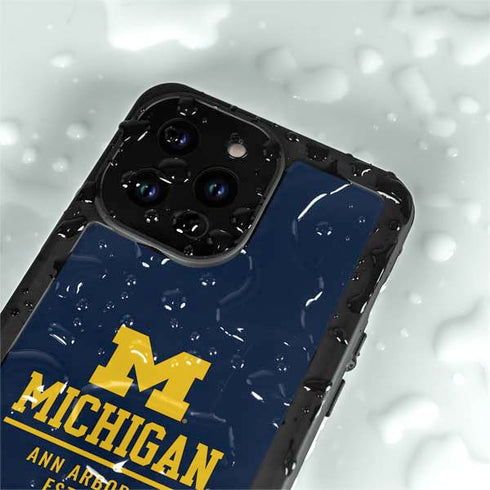 University of Michigan Ann Arbor Est 1817 iPhone 14 Pro Max Waterproof Case