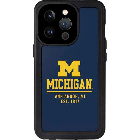 University of Michigan Ann Arbor Est 1817 iPhone 14 Pro Waterproof Case