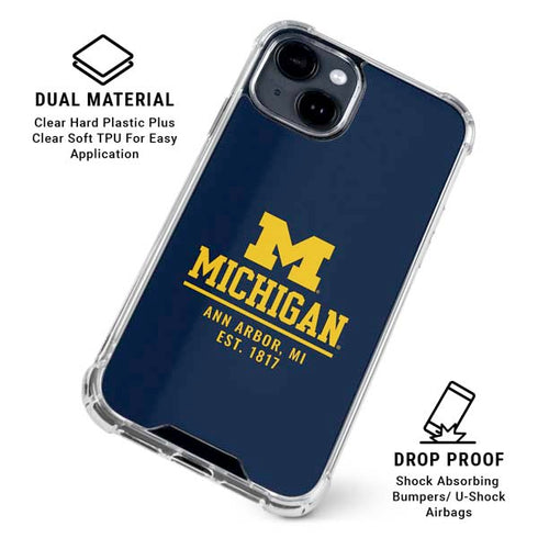 University of Michigan Ann Arbor Est 1817 iPhone 15 Clear Case