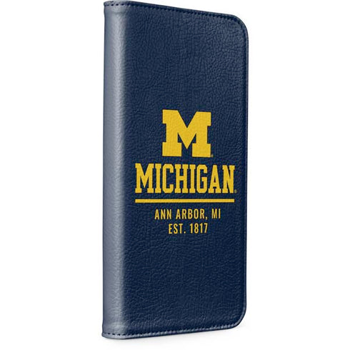University of Michigan Ann Arbor Est 1817 iPhone 15 Folio Case