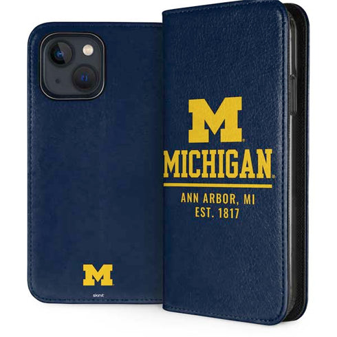 University of Michigan Ann Arbor Est 1817 iPhone 15 Plus Folio Case