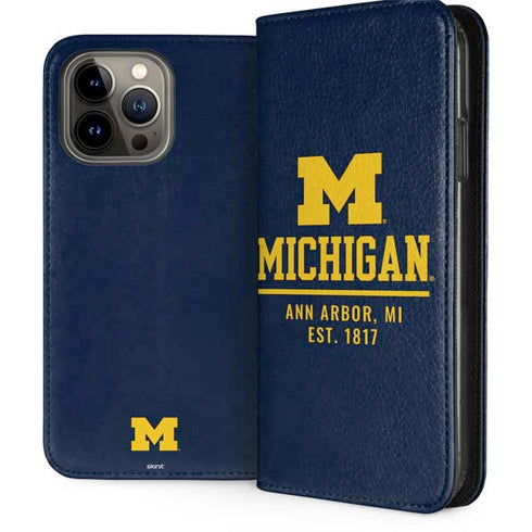 University of Michigan Ann Arbor Est 1817 iPhone 15 Pro Max Folio Case