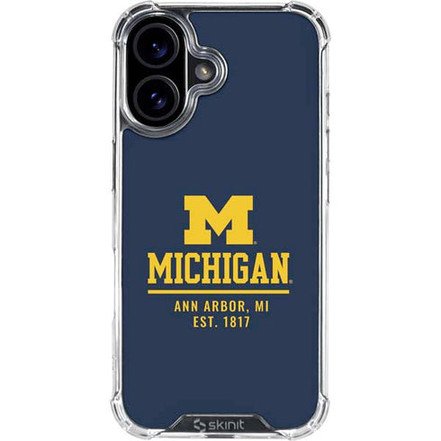University of Michigan Ann Arbor Est 1817 iPhone 16 Plus Clear Case