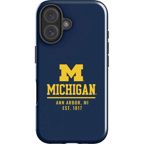 University of Michigan Ann Arbor Est 1817 iPhone 16 Plus Impact Case