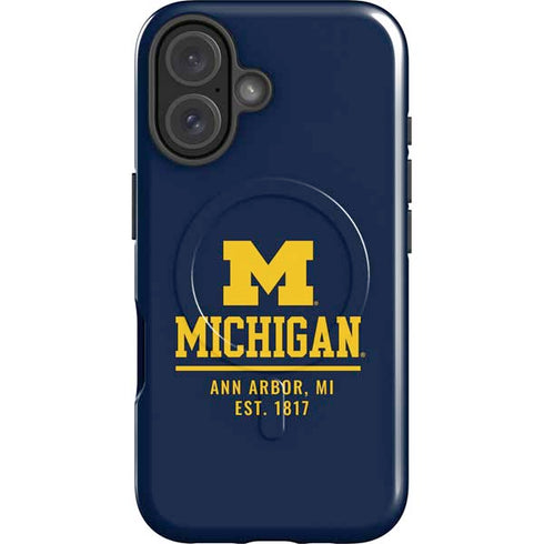 University of Michigan Ann Arbor Est 1817 iPhone 16 Plus Magsafe Impact Case