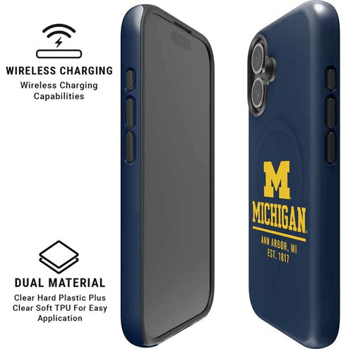 University of Michigan Ann Arbor Est 1817 iPhone 16 Plus Magsafe Impact Case
