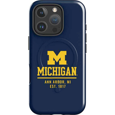 University of Michigan Ann Arbor Est 1817 iPhone 16 Pro Max Magsafe Impact Case