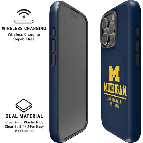 University of Michigan Ann Arbor Est 1817 iPhone 16 Pro Max Magsafe Impact Case