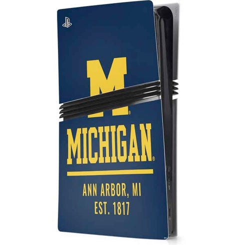 University of Michigan Ann Arbor Est 1817 PS5 Pro Console Skin