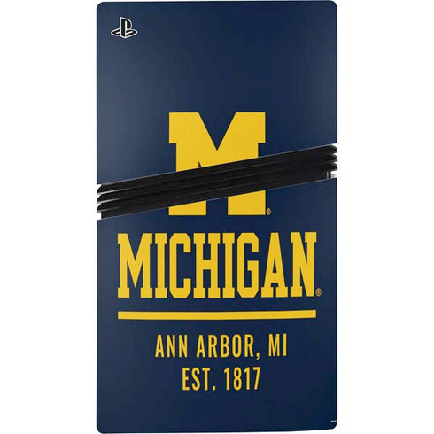 University of Michigan Ann Arbor Est 1817 PS5 Pro Console Skin