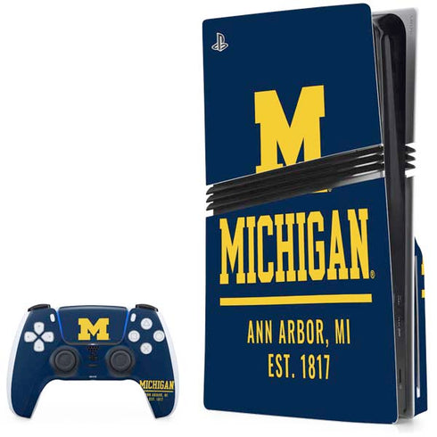 University of Michigan Ann Arbor Est 1817 PS5 Pro Disk Bundle Skin