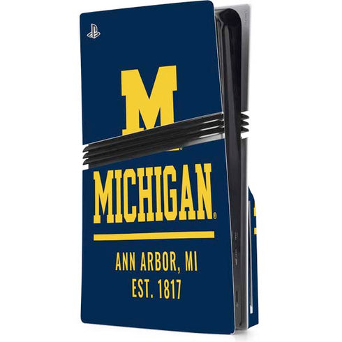 University of Michigan Ann Arbor Est 1817 PS5 Pro Disk Console Skin