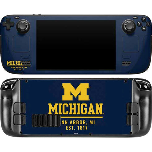University of Michigan Ann Arbor Est 1817 Steam Deck Handheld Gaming Computer OLED Skin