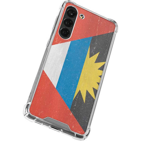 Antigua and Barbuda Flag Distressed Galaxy S24 FE Clear Case